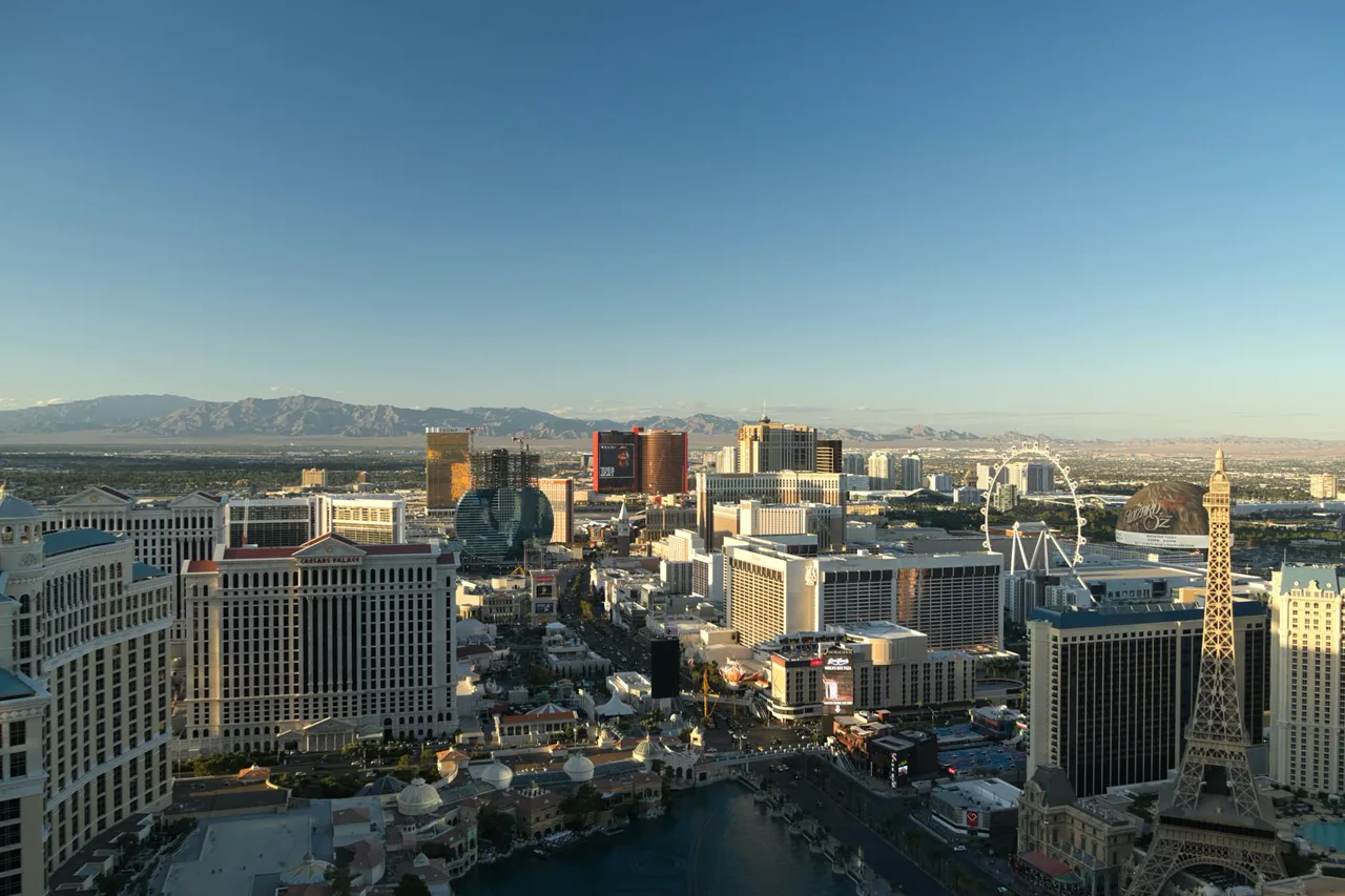 Las Vegas Strip skyline with the Spring Mountains in the background