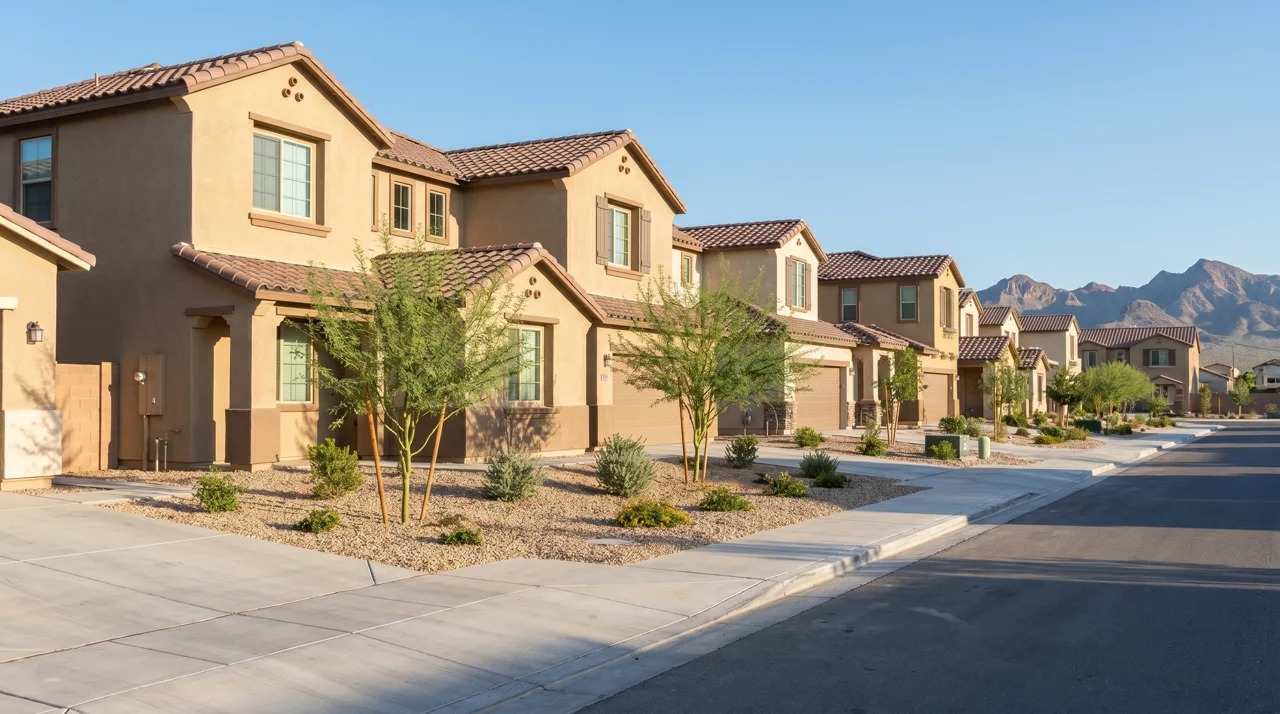 Newly built single-family homes in a North Las Vegas master-planned community