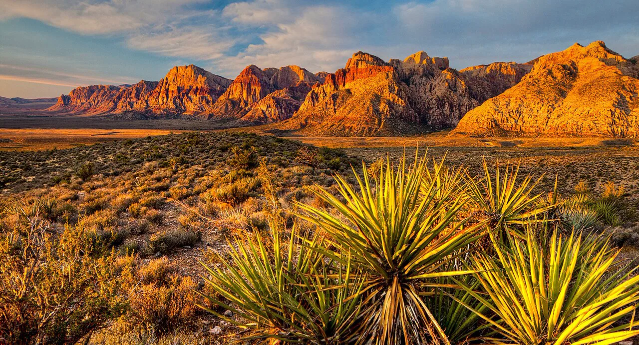 Red Rock Canyon red sandstone cliffs and desert terrain near Summerlin Las Vegas