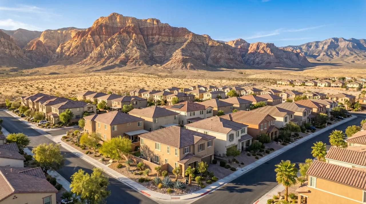 Summerlin master-planned community in Las Vegas with Red Rock Canyon visible in the background