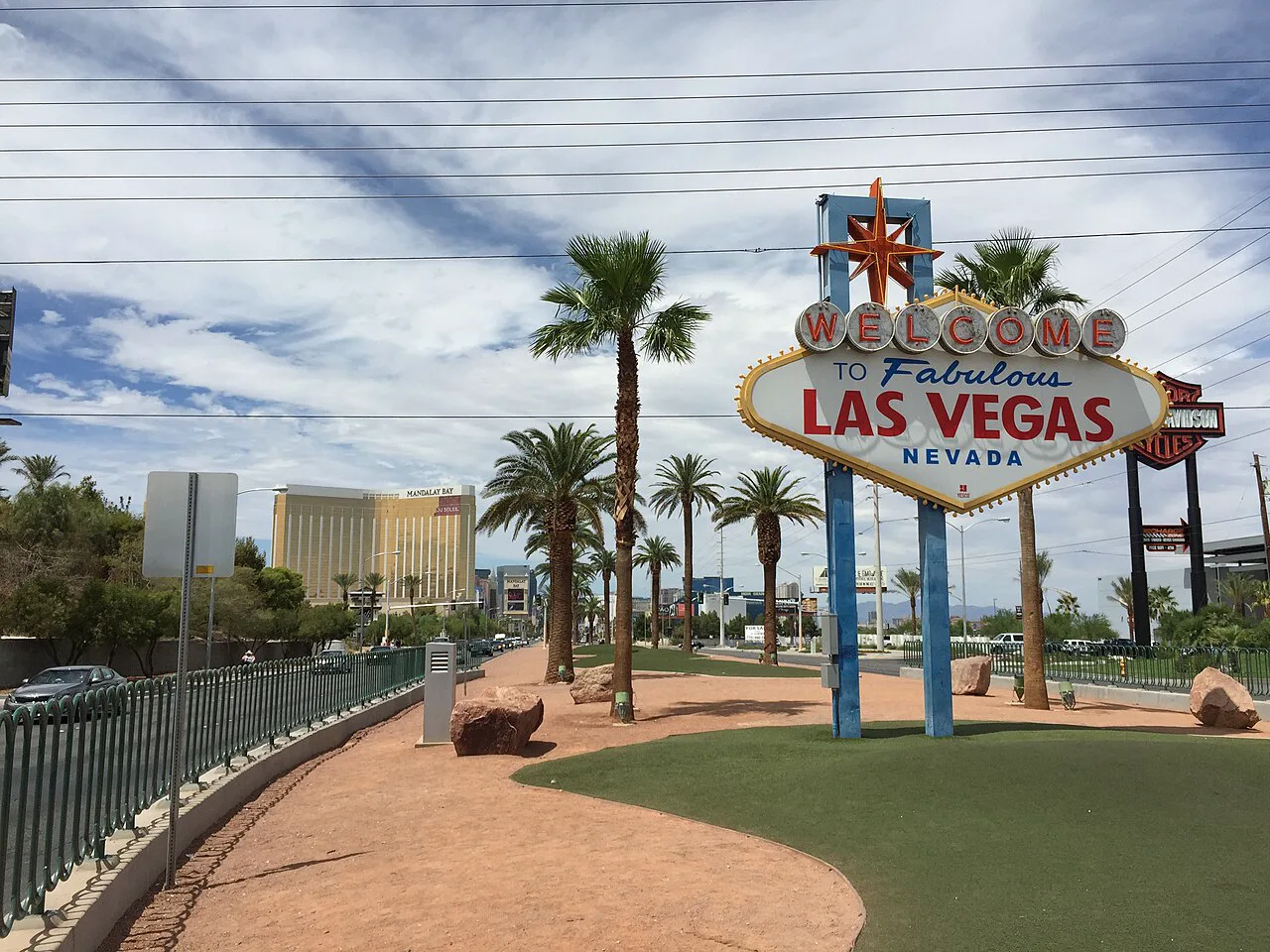 Welcome to Fabulous Las Vegas Nevada sign with the Strip skyline in the background